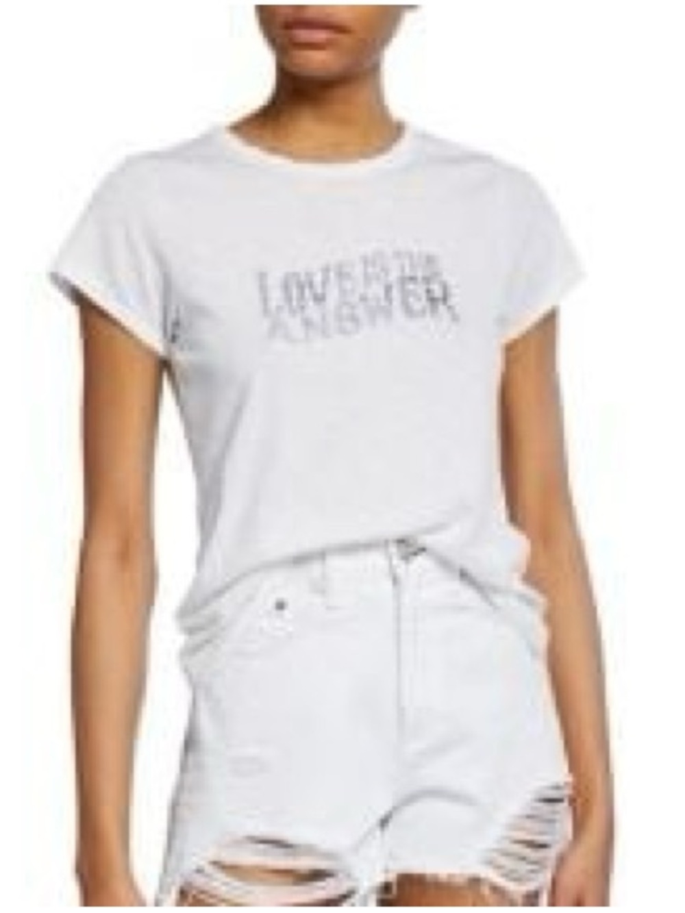 Rag & Bone Women's White Graphic Crewneck Tee - Love Is The Answer Sz. XS